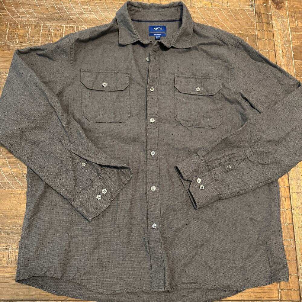 Apt 9 Men's Gray Button Down Long Sleeve Shirt XL Extra Large